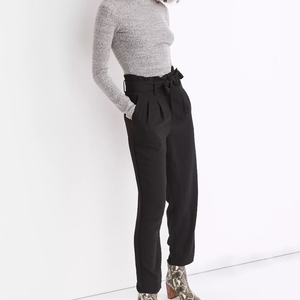 Madewell Black Drapey Paperbag Pants | Size 4